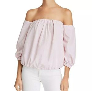 NWT 7 FOR ALL MANKIND Off the shoulder top Pink White M $159